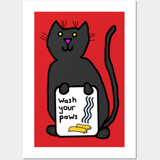 Wash Your Paws Says Cute Cat Posters and Art